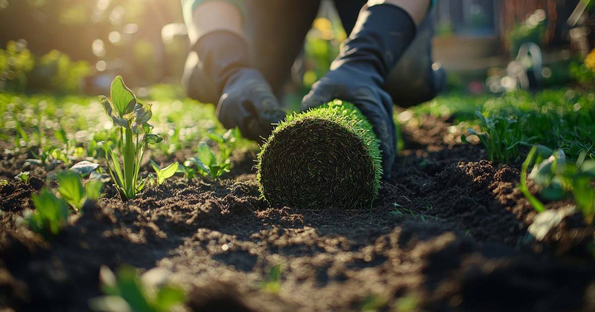 Grasmat in een tuin leggen 